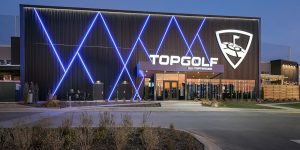 A picture of the exterior of the newly constructed Top Golf in Wichita Kansas