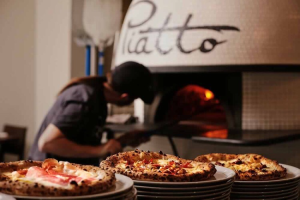 Photo of Piatto's brick oven. A restaurant in Wichita, Kansas.