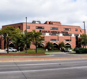 An exterior picture of Wesley Medical Center in Wichita Kansas